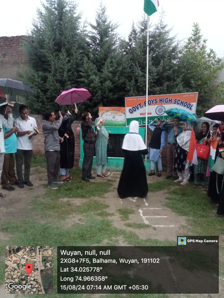 India Celebrates 78th Independence Day: Flag Hoisted at Govt. Boys High School Wuyan, Pampore