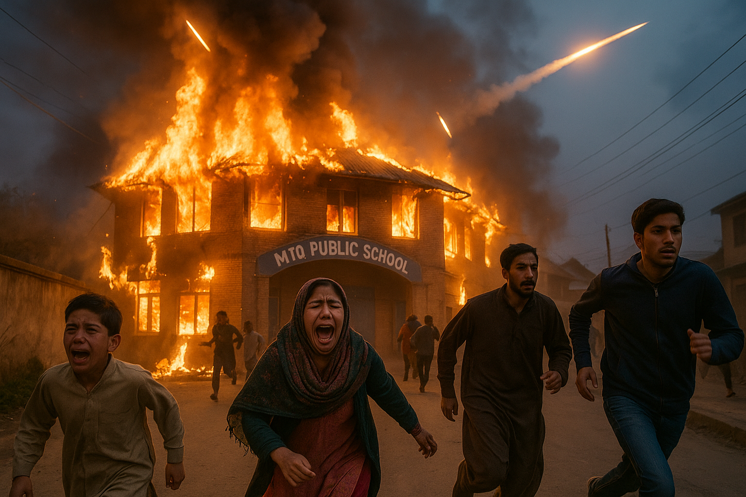 Panic in Wuyan Fire Engulfs MTQ Public School Amid Mysterious Missile Sightings