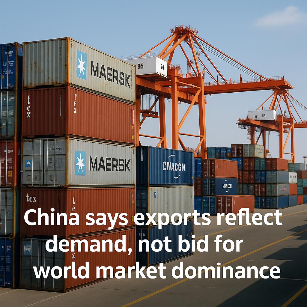 China Defends Its Exports We Respond to Demand Not Dominate Markets