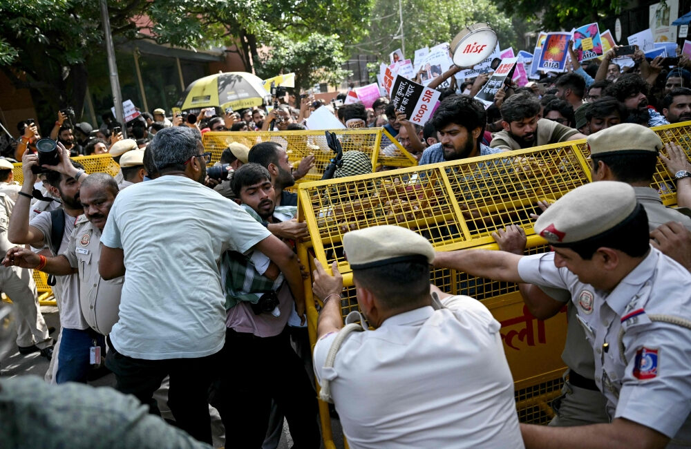 Indian police detain dozens of protesters demanding election chief resign over voter-roll irregularities